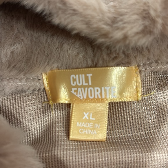 Cult favorite women’s NYC teddy bear tan fleece pull over hoodie size XL - Picture 3 of 6